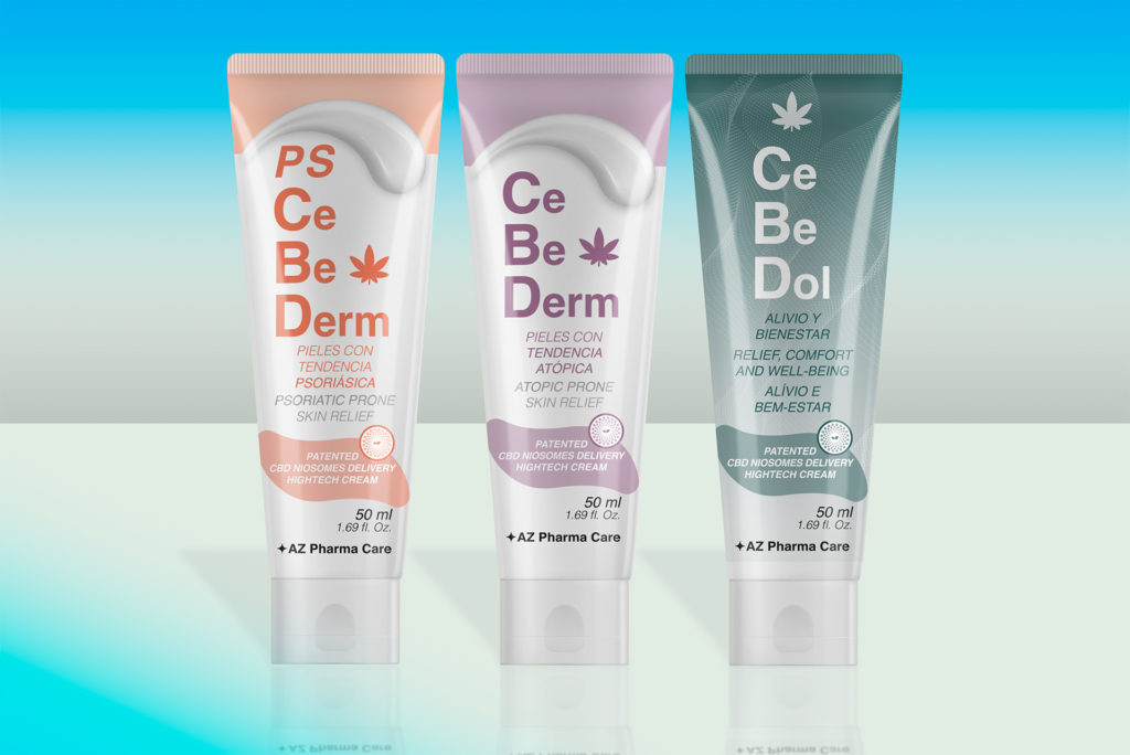 CeBeDerm PS para pieles con Psoriasis; CeBeDerm para pieles con atopia; CeBeDol para alivio del dolor y bienestar