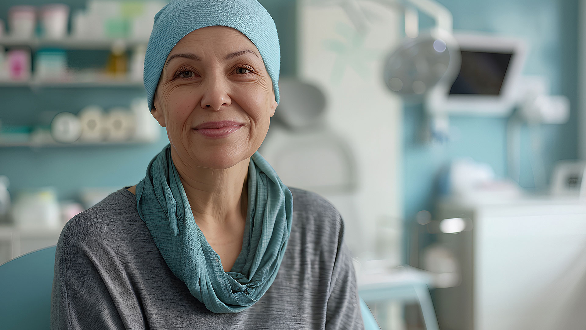 Mujer con tratamiento de CBD para mitigar los efectos secundarios de la quimioterapia